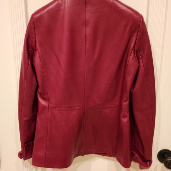Max Mara Leather Jacket Red, Size 4 - Picture 4 of 12